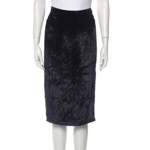 New NWT J Brand Velma Black Crushed Valvet Pencil Skirt w/ Silk Panel Small S